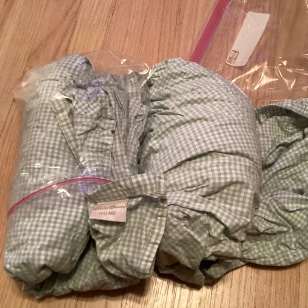 LN Eddie Bauer Home Top Sheet Only Green/white gingham